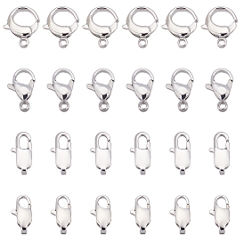 Unicraftale 24Pcs 4 Styles 304 Stainless Steel Lobster Claw Clasps, Parrot Trigger Clasps