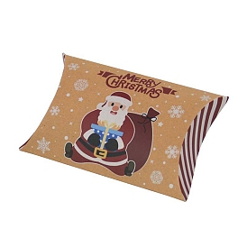 Christmas Theme Cardboard Candy Pillow Boxes, Cartoon Santa Claus Deer Bell Candy Snack Gift Box