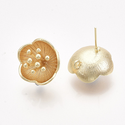 Conclusions de boucle d'oreille en laiton, avec boucle, réel 18 k plaqué or, sans nickel, fleur