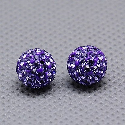 Round Polymer Clay Czech Glass Rhinestone Beads, Pave Disco Ball Beads
