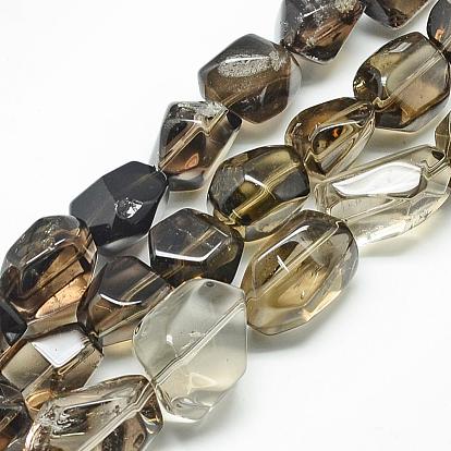 Perlas de cuarzo ahumado naturales hebras, pepitas