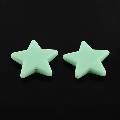 Couleurs étoiles solide perles acryliques opaques, 22x22x5mm, trou: 2 mm, environ 470 pcs / 500 g