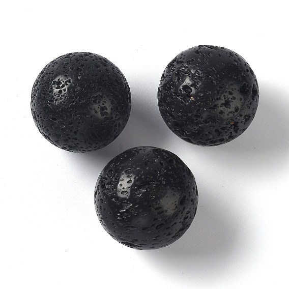 Perles de pierre de lave naturelle, sphère de pierres précieuses, pas de trous / non percés, ronde
