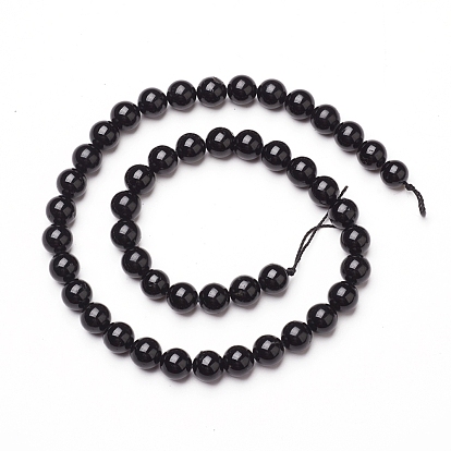 Natural Black Tourmaline Beads Strands, Round