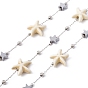 Estrellas de mar turquesas sintéticas hechas a mano y 304 cadenas de cuentas de estrellas de acero inoxidable, con cadenas de satélite, soldada, con carrete