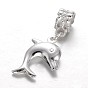 Alloy European Dangle Charms, Large Hole Dolphin Beads, 33mm, Hole: 5mm