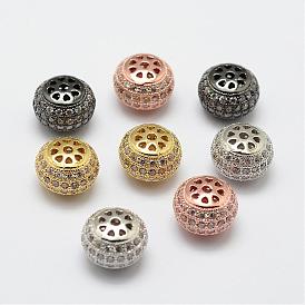 Micro en laiton pavent des perles cubes de zircone, plat rond, sans plomb et sans nickel