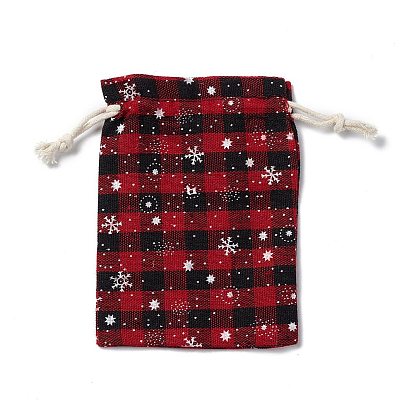 Sacs de jute rectangulaires sur le thème de Noël avec cordon de jute, tartan pochettes, pour emballage cadeau