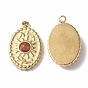 Gemstone Pendants, Oval Charms, with Vacuum Plating Real 18K Gold Plated 201 Stainless Steel Findings