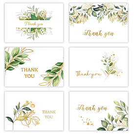 Paper Thank You Greeting Cards, with Envelopes, Rectangle with Flower