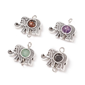 Tibetan Style Alloy Links Connector, with Natural Stone, Elephant