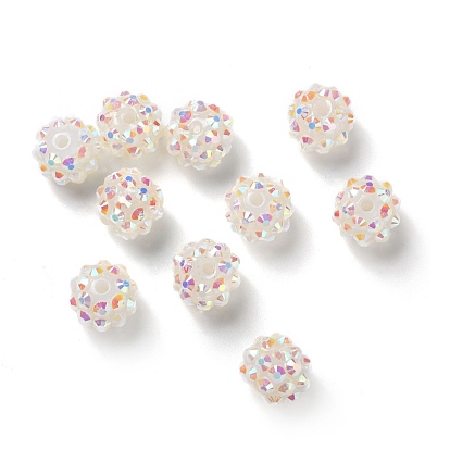 Perles de strass en résine , avec le style de la gelée à l'intérieur, couleur ab , ronde, Trou: 2mm