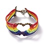 Bracelet de fierté arc-en-ciel, bracelet large lien coeur, bracelet cordons cirés homme femme