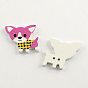 2-Hole Puppy Printed Wooden Buttons, Chihuahua Dog, Mixed Color, 25x26x2mm, Hole: 2mm