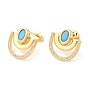 Fan Shape Ear Stud for Men Women, Brass With Cubic Zirconia Stud Earrings, Real 16K Gold Plated