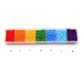 Glass Round Seed Beads Set, with Plastic Rectangle Box