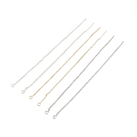 Rack Plating Brass Stud Earring Findings, with Hole, Ear Thread, Long-Lasting Plated, Cadmium Free & Lead Free