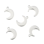Crescent Moon Stainless Steel Charms Pendants, 15.5x10.5x1mm, Hole: 1mm