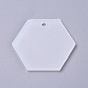 Transparent Acrylic Blank Pendants, Hexagon, for DIY Keychains or Jewelry
