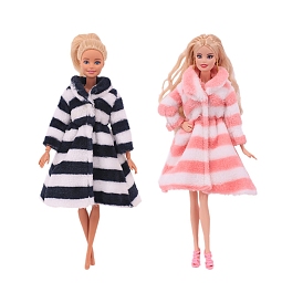 Stripe Pattern Cloth Doll Nightgown Outfits, Casual Wear Clothes Set, for Girl Doll Dressing Accessories