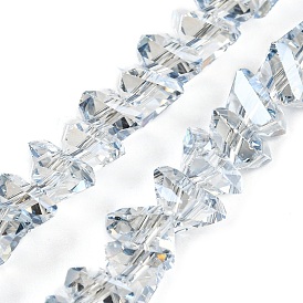 Electroplate Transparent Glass Beads Strands, Pearl Luster Plated, Faceted Triangle