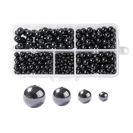 340Pcs 4 Sizes Natural Black Tourmaline Beads, Round