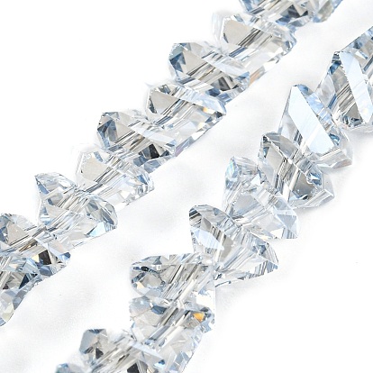 Plaquent verre transparent perles brins, perle plaquée lustre, triangle facettes