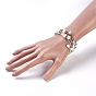 Bracelets enveloppants de bracelets de perles blanches, cinq boucles, avec les accessoires en métal, pomme de terre