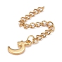 304 Stainless Steel Chain Extender, Curb Chain, with 202 Stainless Steel Charms, Moon with Star