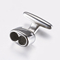 316 Surgical Stainless Steel T Bar Hook Clasps, For Leather Cord Bracelets Making