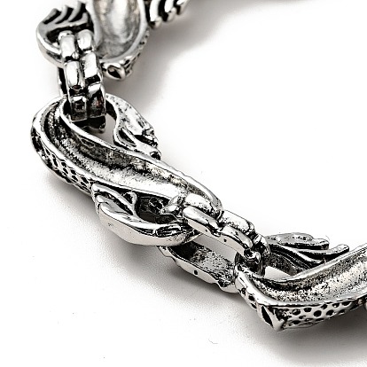 Мужской браслет-цепочка из сплава с бесконечным звеном и застежкой в виде головы дракона, готические металлические украшения