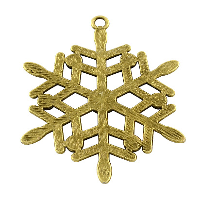 Tibetan Style Alloy Snowflake Pendants, Cadmium Free & Lead Free, 58x47x3mm, Hole: 3mm