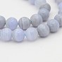 Ágata natural de encaje azul hebras de perlas redondo