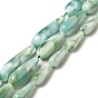 Brins de perles de verre naturel, classe AB +, larme, bleu aqua