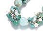 Pulseras de perlas naturales amazonita, con perlas naturales y broches de pinza de langosta de acero inoxidable 304, caja de embalaje