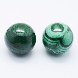 Natural Malachite Beads, Gemstone Sphere, Undrilled/No Hole, Round