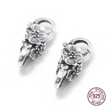 Thailand 925 Sterling Silver Lobster Claw Clasps, Flower