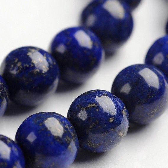 Round Natural Lapis Lazuli Gemstone Bead Strands, Dyed