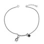 SHEGRACE 925 Sterling Silver Link Anklets, with Enamel, Curb Chains and Spring Clasps, Bear