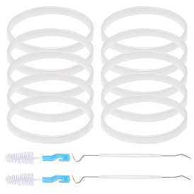 CRASPIRE Cleaning Tool Sets, including 10Pcs Silicone Sealing Rings, 2Pcs Plastic Baby Bottle Brushes and 2Pcs Stainless Steel Double Head Hook & Pick