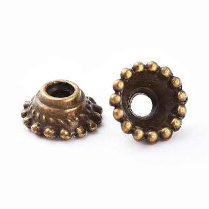 Apetalous Alloy Bead Caps, Tibetan Style, Cadmium Free & Lead Free, 7x3mm, Hole: 2mm, about 4545pcs/1000g