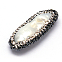 Perlas de agua dulce cultivadas naturales en forma de lágrima, con diamantes de imitación de arcilla polimérica, 18~30x10~15x5~6 mm, agujero: 1 mm