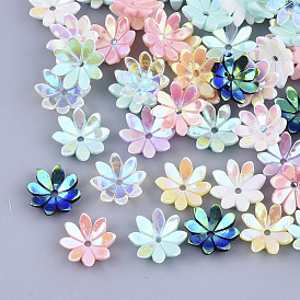 Opaque Resin Bead Caps, AB Color Plated, Multi-Petal, Flower
