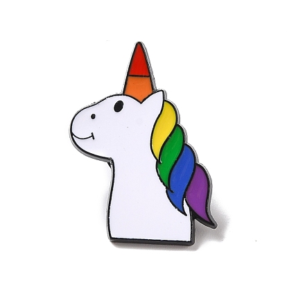 Pin de esmalte de unicornio del orgullo del arco iris, insignia de aleación animal para ropa de mochila, electroforesis negro