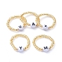 Glass Seed Beads Stretch Finger Rings, with Golden Plated Brass Beads and Letter Acrylic Beads