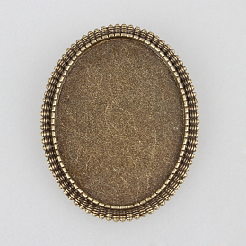 Vintage Alloy Brooch Cabochon Bezel Settings, with Iron Pin Brooch Back Bar Findings, Oval, Cadmium Free & Nickel Free & Lead Free, Tray: 40x30mm, 47x37x2mm, Pin: 0.6mm