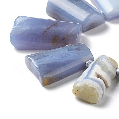Natural Blue Lace Agate Beads Strands, Rectangle