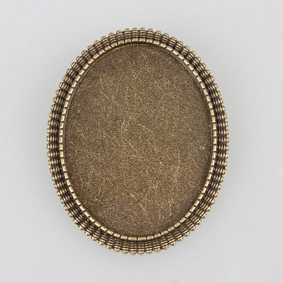 Vintage Alloy Brooch Cabochon Bezel Settings, with Iron Pin Brooch Back Bar Findings, Oval, Cadmium Free & Nickel Free & Lead Free, Tray: 40x30mm, 47x37x2mm, Pin: 0.6mm