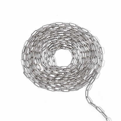 Brass Paperclip Chains, Drawn Elongated Cable Chains, Soldered, with Spool, Long-Lasting Plated