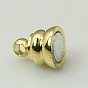 Brass Magnetic Clasps with Loops, Oval, 19x9mm, Hole: 1mm